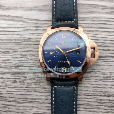 Replica Officine Panerai Luminor Watch 44MM Rose Gold Blue Dial